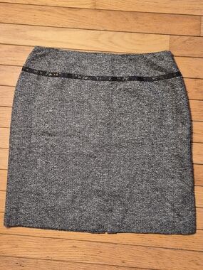 ​Casual Corner Annex Petite Black Gray Tweed Pencil Skirt Size 10P
